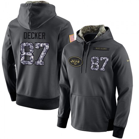 NFL Men's Nike New York Jets #87 Eric Decker Stitched Black Anthracite Salute to Service Player Performance Hoodie