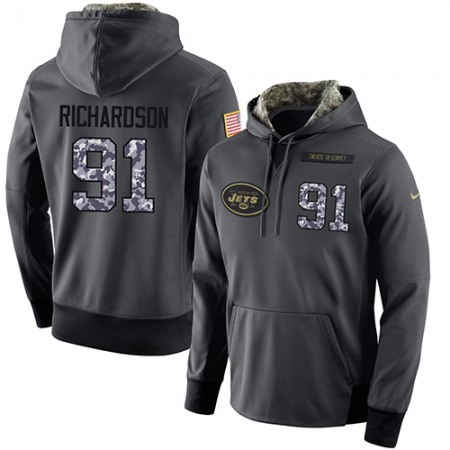 NFL Men's Nike New York Jets #91 Sheldon Richardson Stitched Black Anthracite Salute to Service Player Performance Hoodie