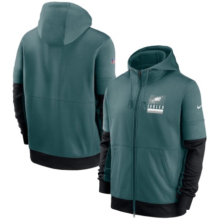 Men's Philadelphia Eagles Green Sideline Impact Lockup Performance Full-Zip Hoodie