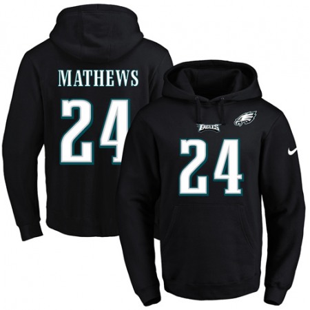 Nike Eagles #24 Ryan Mathews Black Name & Number Pullover NFL Hoodie