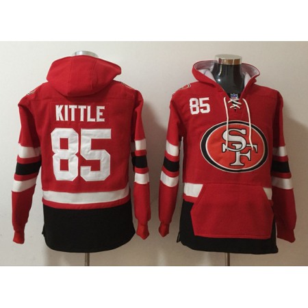 Men's San Francisco 49ers #85 George Kittle Red Ageless Must-Have Lace-Up Pullover Hoodie