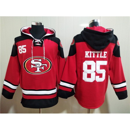 Men's San Francisco 49ers #85 George Kittle Red All Stitched Sweatshirt Hoodie