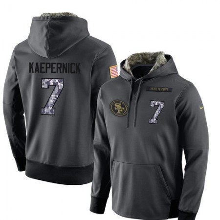 NFL Men's Nike San Francisco 49ers #7 Colin Kaepernick Stitched Black Anthracite Salute to Service Player Performance Hoodie