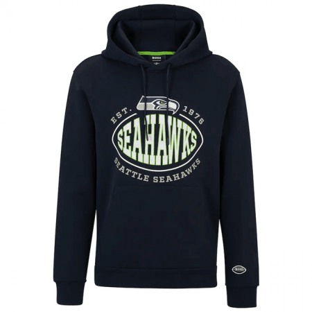 Men's Seattle Seahawks Navy BOSS X Touchback Pullover Hoodie