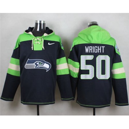 Nike Seahawks #50 K.J. Wright Steel Blue Player Pullover NFL Hoodie