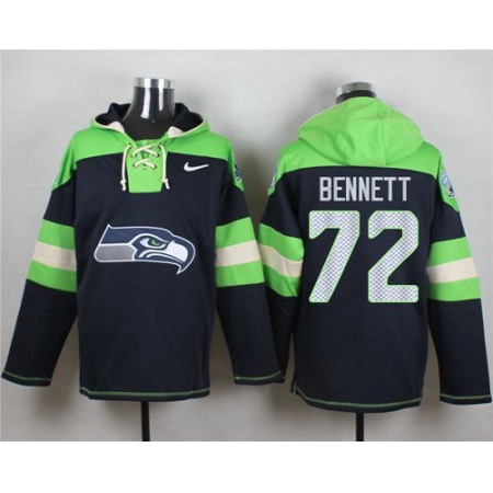 Nike Seahawks #72 Michael Bennett Steel Blue Player Pullover NFL Hoodie