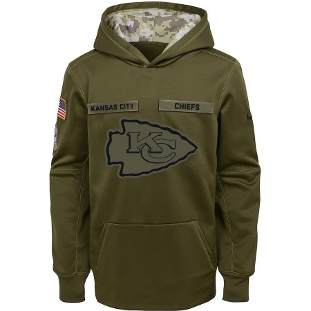 Youth Kansas City Chiefs Olive Salute to Service Pullover Performance NFL Hoodie