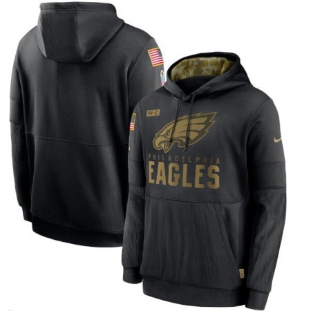 Youth Philadelphia Eagles Black 2020 Salute to Service Therma Pullover Hoodie