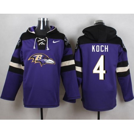 Nike Ravens #4 Sam Koch Purple Player Pullover NFL Hoodie