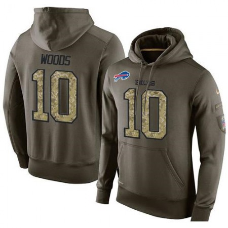 NFL Men's Nike Buffalo Bills #10 Robert Woods Stitched Green Olive Salute To Service KO Performance Hoodie