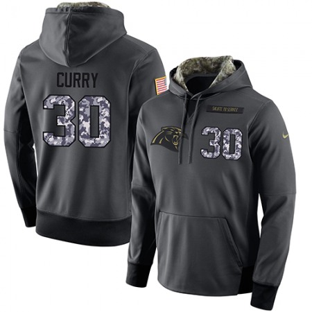 NFL Men's Nike Carolina Panthers #30 Stephen Curry Stitched Black Anthracite Salute to Service Player Performance Hoodie