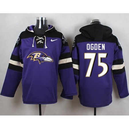 Nike Ravens #75 Jonathan Ogden Purple Player Pullover NFL Hoodie