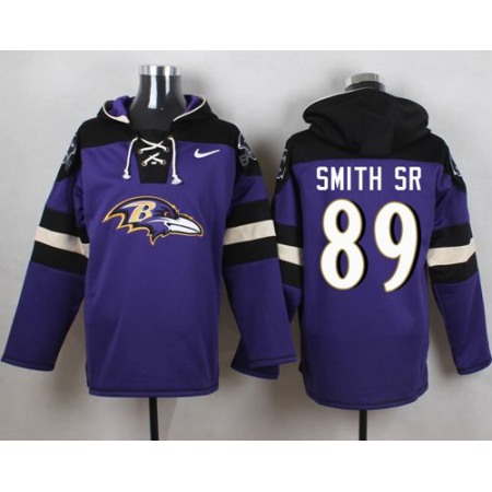 Nike Ravens #89 Steve Smith Sr Purple Player Pullover NFL Hoodie