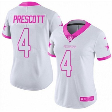 Toddlers Dallas Cowboys #4 Dak Prescott White/Pink Limited Stitched NFL Jersey