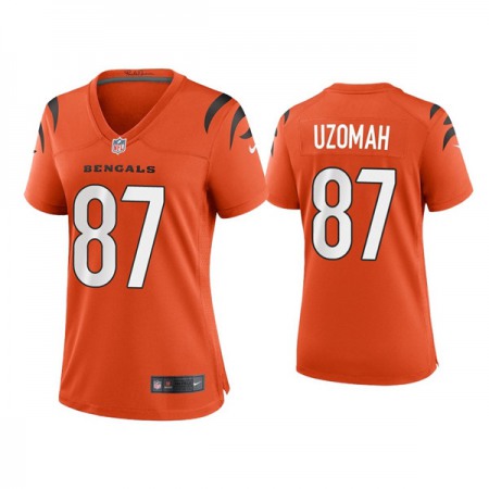 Women's Cincinnati Bengals #87 C.J. Uzomah 2021 New Orange Vapor Limited Stitched Jersey(Run Small)