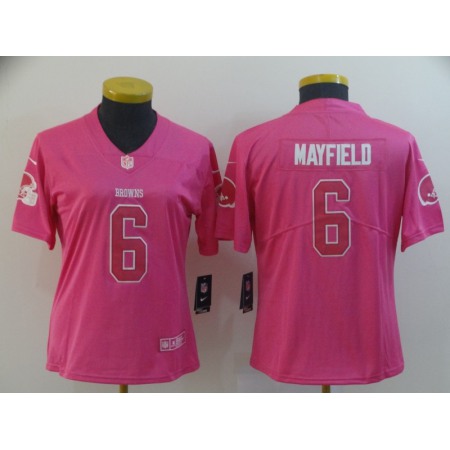 Women's Cleveland Browns #6 Baker Mayfield Pink Vapor Untouchable Limited Stitched NFL Jersey(Run Small)