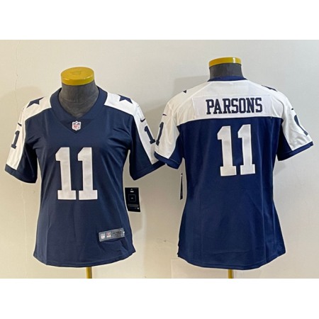 Women's Dallas Cowboys #11 Micah Parsons Navy/White Vapor Untouchable Limited Stitched Jersey(Run Small)