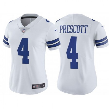 Women's Dallas Cowboys #4 Dak Prescott White Vapor Untouchable Limited Stitched Jersey(Run Small