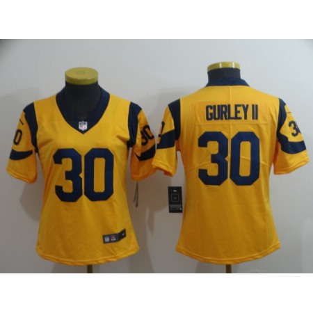 Women's Los Angeles Rams #30 Todd Gurley II Gold Vapor Untouchable Limited Stitched NFL Jersey