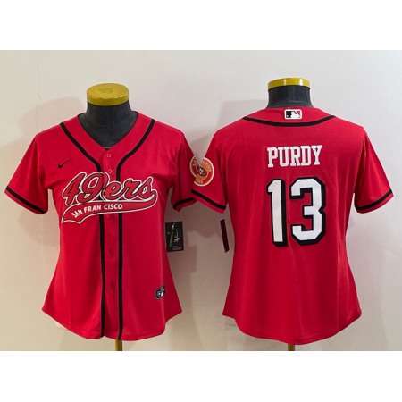 Women's San Francisco 49ers #13 Brock Purdy New Red With Patch Cool Base Stitched Baseball Jersey(Run Small)