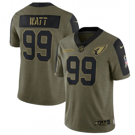 Men's Arizona Cardinals #99 J.J. Watt 2021 Olive Salute To Service Limited Stitched Jersey