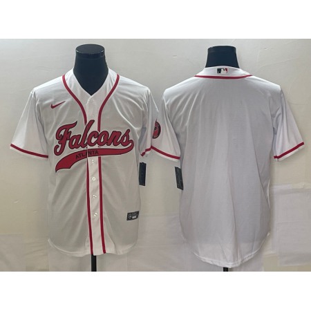 Men's Atlanta Falcons Blank White With Patch Cool Base Stitched Baseball Jersey