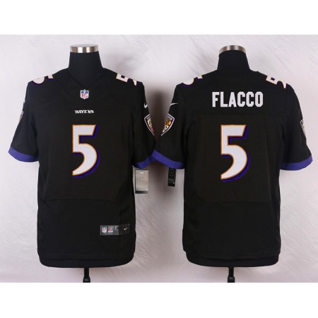 Nike Ravens #5 Joe Flacco Black Men's Stitched NFL New Elite Jersey