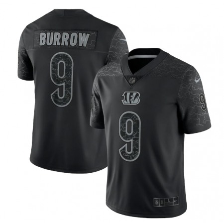 Men's Cincinnati Bengals #9 Joe Burrow Black Reflective Limited Stitched Football Jersey