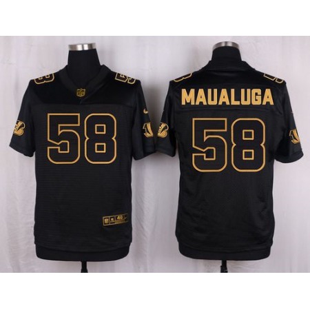 Nike Bengals #58 Rey Maualuga Black Men's Stitched NFL Elite Pro Line Gold Collection Jersey