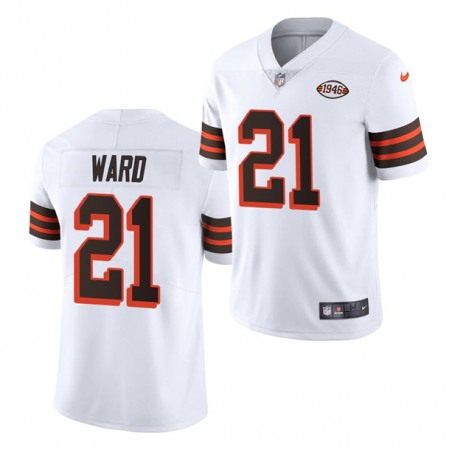 Men's Cleveland Browns #21 Denzel Ward White 1946 Collection Vapor Stitched Football Jersey