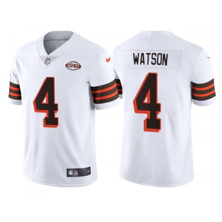 Men's Cleveland Browns #4 Deshaun Watson White 1946 Collection Vapor Untouchable Limited Stitched Jersey