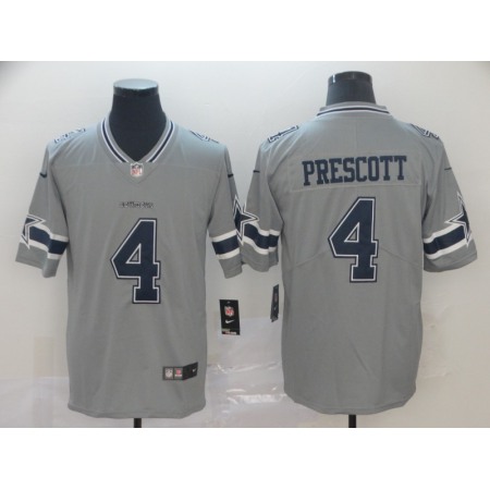 Men's Dallas Cowboys #4 Dak Prescott Gray Inverted Legend Stitched NFL Jersey