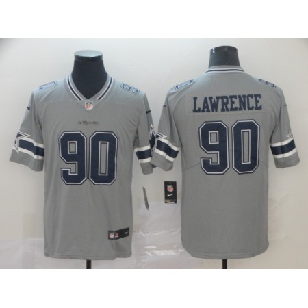 Men's Dallas Cowboys #90 Demarcus Lawrence Gray Inverted Legend Stitched NFL Jersey