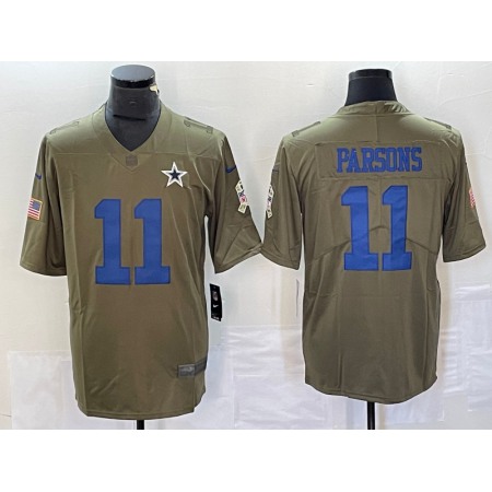 Men's Dallas Cowboys #11 Micah Parsons Olive 2017 Salute To Service Limited Stitched Football Jersey