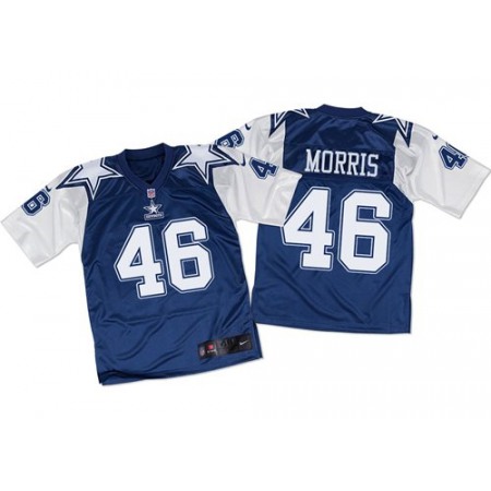 Nike Cowboys #46 Alfred Morris Navy Blue/White Men's Stitched NFL Throwback Elite Jersey