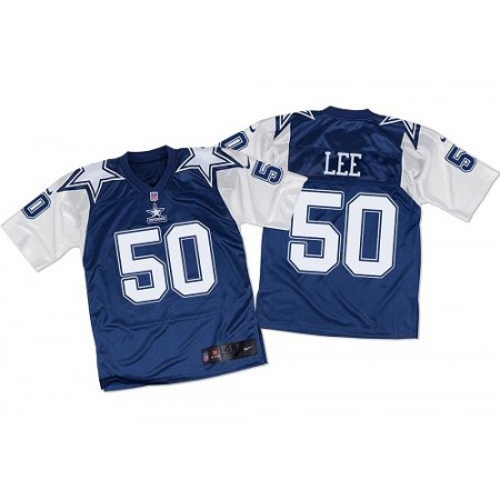 Nike Cowboys #50 Sean Lee Navy Blue/White Throwback Men's Stitched NFL Elite Jersey