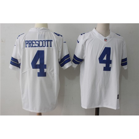 Men's Nike Dallas Cowboys #4 Dak Prescott White Stitched NFL Vapor Untouchable Limited Jersey