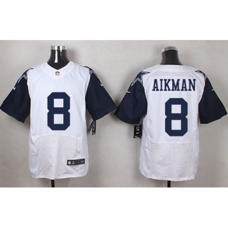 Nike Cowboys #8 Troy Aikman White Men's Stitched NFL Elite Rush Jersey