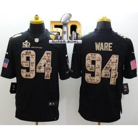 Nike Broncos #94 DeMarcus Ware Black Super Bowl 50 Men's Stitched NFL Limited Salute to Service Jersey