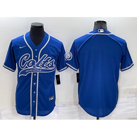 Men's Indianapolis Colts Blank Royal Cool Base Stitched Baseball Jersey