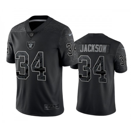 Men's Las Vegas Raiders #34 Bo Jackson Black Reflective Limited Stitched Football Jersey