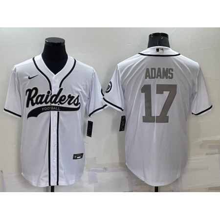 Men's Las Vegas Raiders #17 Davante Adams White Grey Cool Base Stitched Baseball Jersey