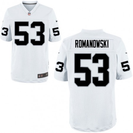 Men's Oakland Raiders Retired Player #53 Bill Romanowski White NFL Nike Elite Jersey