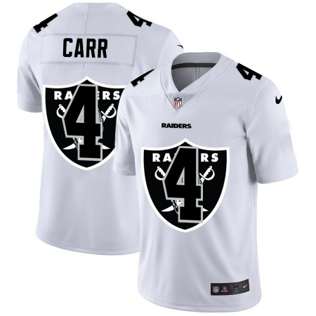 Men's Las Vegas Raiders #4 Derek Carr White Shadow Logo Limited Stitched Jersey