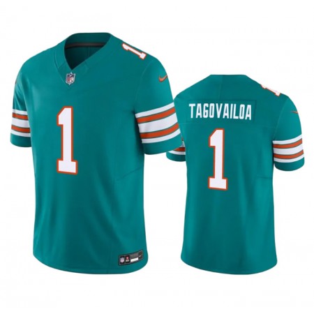 Men's Miami Dolphins #1 Tua Tagovailoa Aqua 2023 F.U.S.E Vapor Limited Stitched Football Jersey