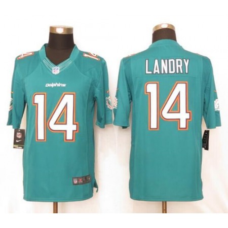 Nike Dolphins #14 Jarvis Landry Aqua Green Team Color Men's Stitched NFL Limited Jersey