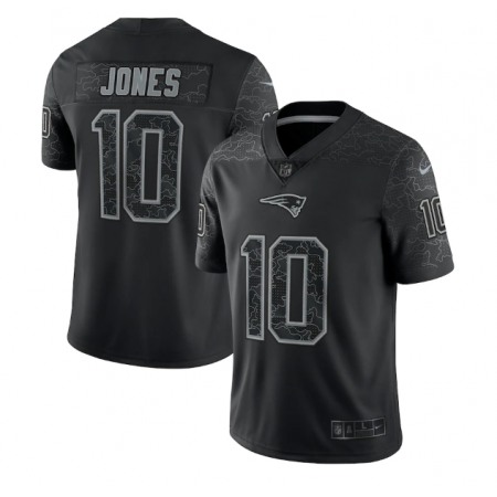 Men's New England Patriots #10 Mac Jones Black Reflective Limited Stitched Football Jersey