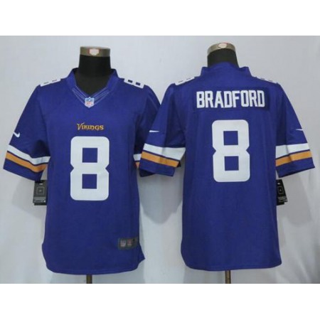 Nike Vikings #8 Sam Bradford Purple Team Color Men's Stitched NFL Limited Jersey