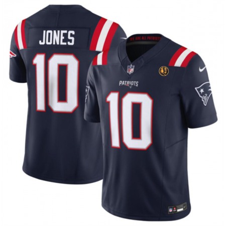 Men's New England Patriots #10 Mac Jones Navy 2023 F.U.S.E. With John Madden Patch Vapor Limited Stitched Football Jersey