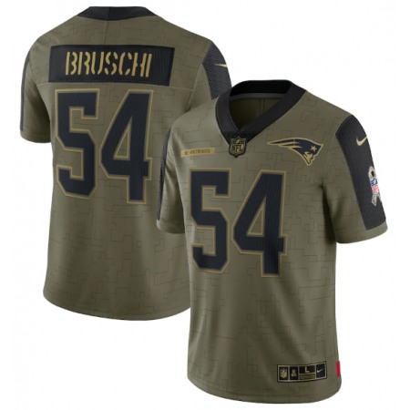 Men's New England Patriots #54 Tedy Bruschi 2021 Olive Salute To Service Limited Stitched Jersey